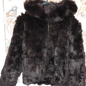 100% Genuine Rabbit Fur Hooded Jacket !